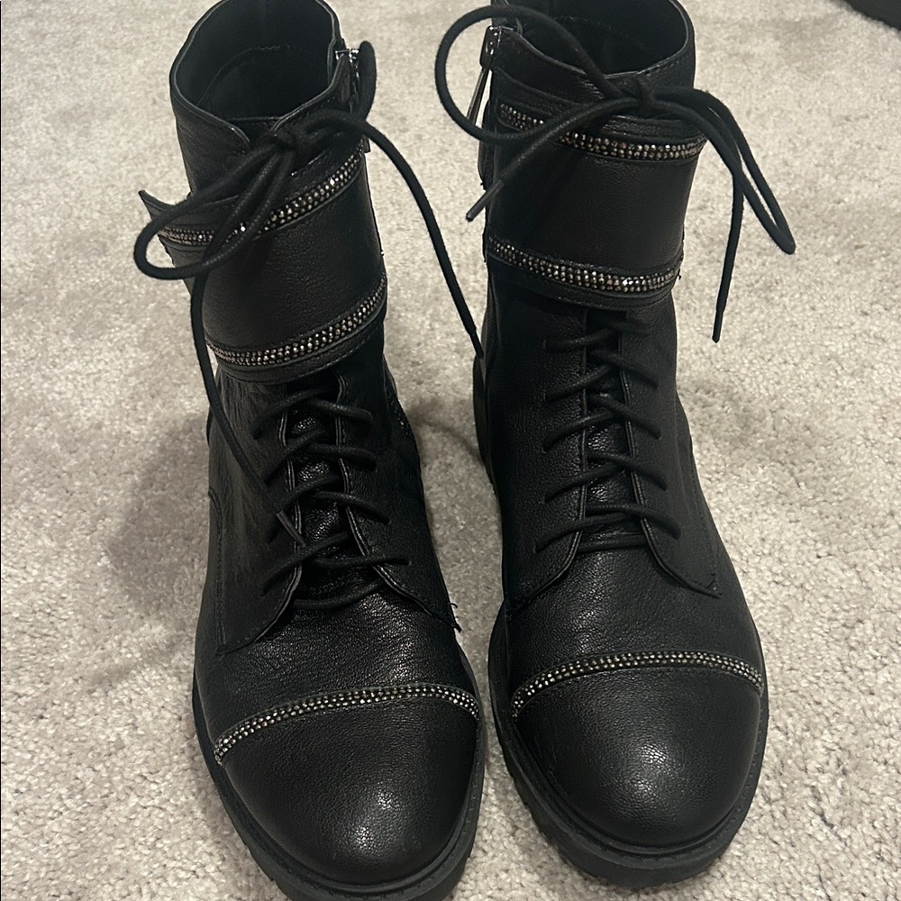 Jessica Simpson women’s Karia combat boot with rhinestone accents